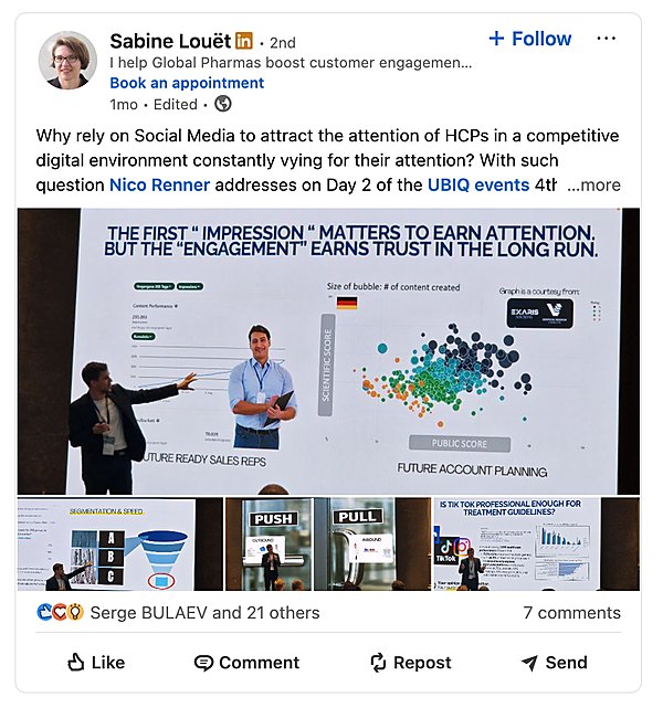 LinkedIn post by a client executive